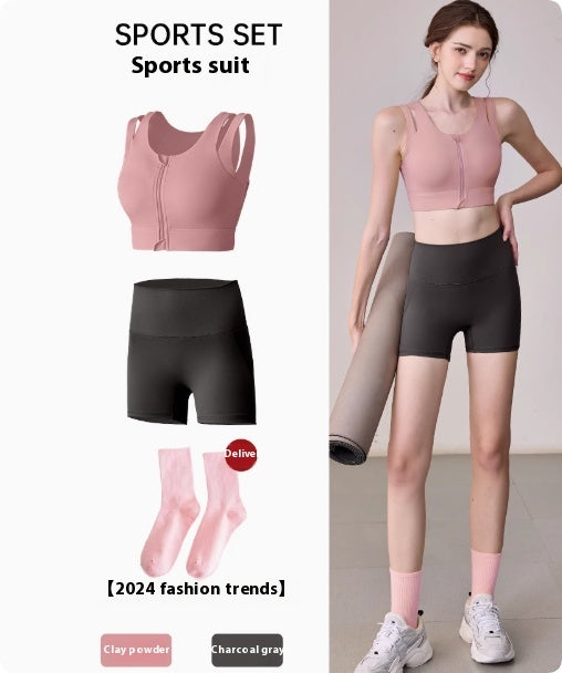 Yoga Suit Set Women's High-intensity Sports Bra Shock Resistant