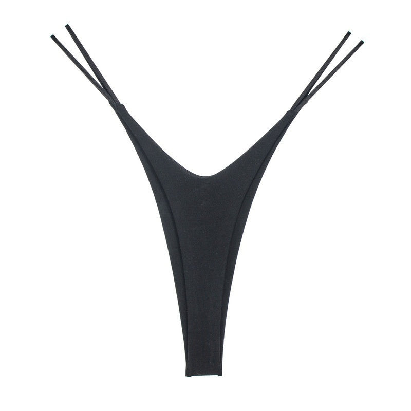 High Slit T-back Cotton Double Layer Bikini Shape Underwear Thin Belt