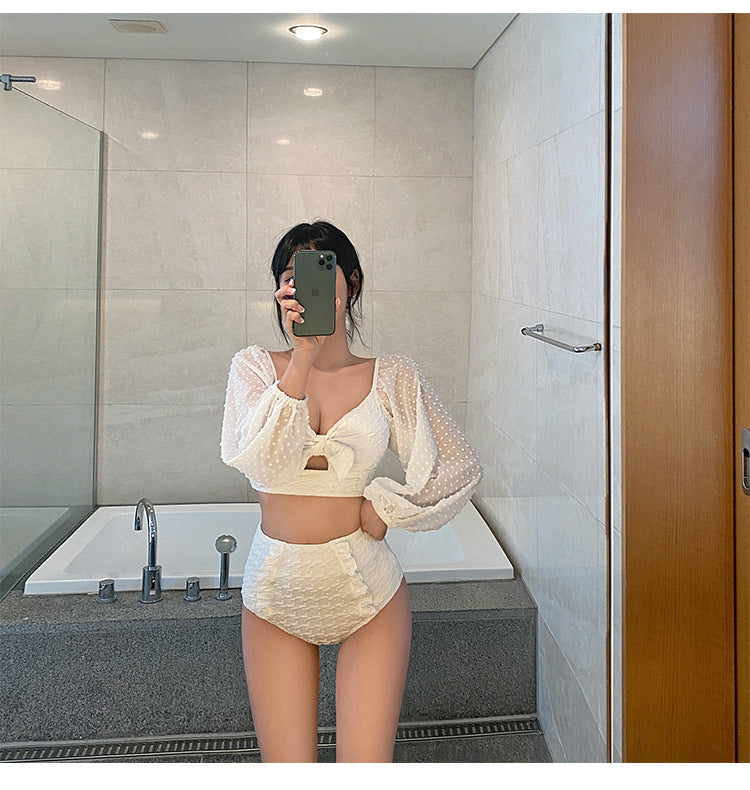 Swimsuit Women New Korean Ins Fairy Fan Hot Spring Conservative Split Bikini Slimming Belly Swimming Suit