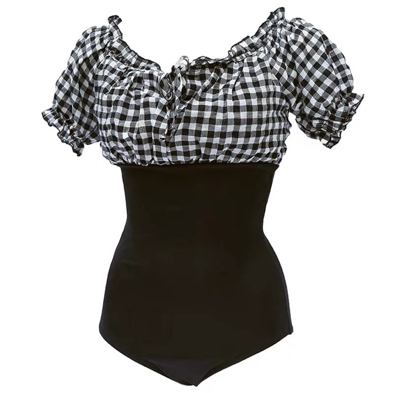 Body Swimsuit Women Feel Japanese And Korean Open Back Short Sleeve Swimming Suit High Waist Hot Spring Bathing Suit Women