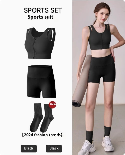 Yoga Suit Set Women's High-intensity Sports Bra Shock Resistant