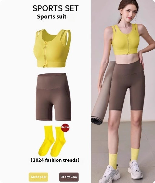 Yoga Suit Set Women's High-intensity Sports Bra Shock Resistant