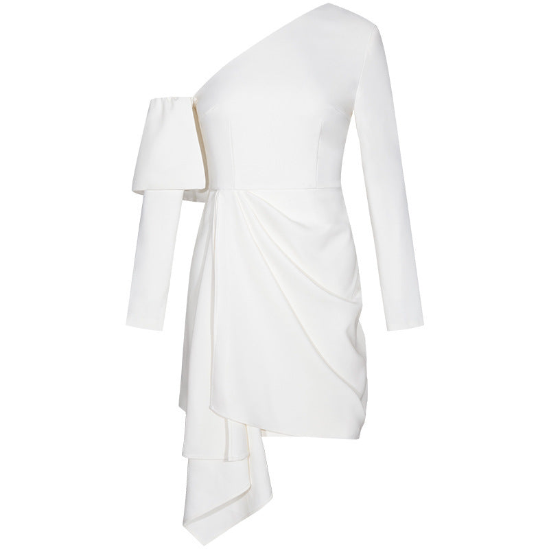 Diagonal Shoulder Party Dress