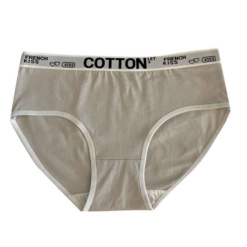 Letter Belt Girl's Underwear Cotton Mid Waist Antibacterial Soft Breathable Comfortable