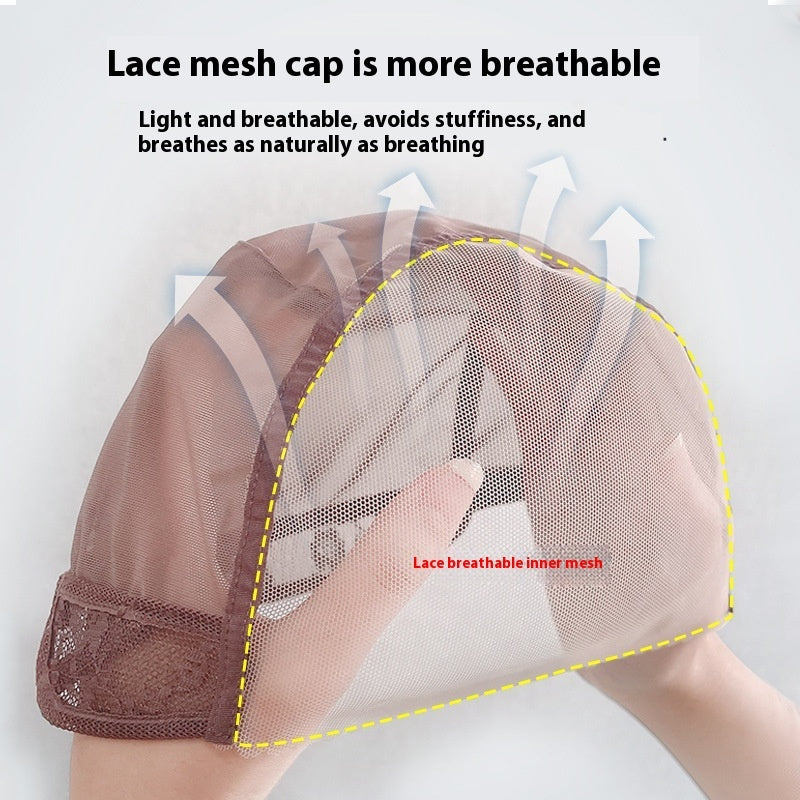 Breathable lace mesh cap for wigs, designed to avoid stuffiness and enhance comfort while wearing.