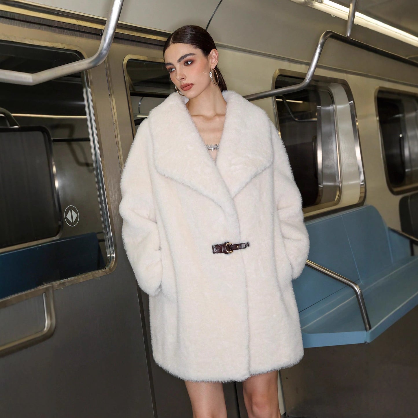 Women's Casual Versatile Collared Warm Fur Jacket