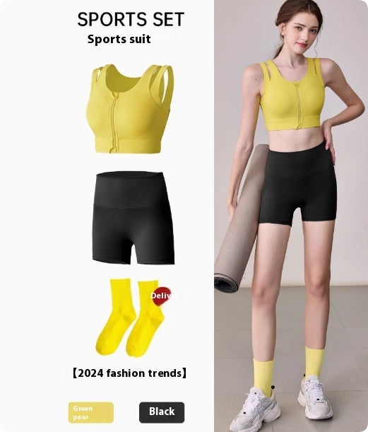 Yoga Suit Set Women's High-intensity Sports Bra Shock Resistant