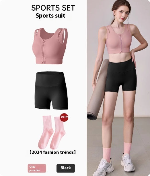 Yoga Suit Set Women's High-intensity Sports Bra Shock Resistant
