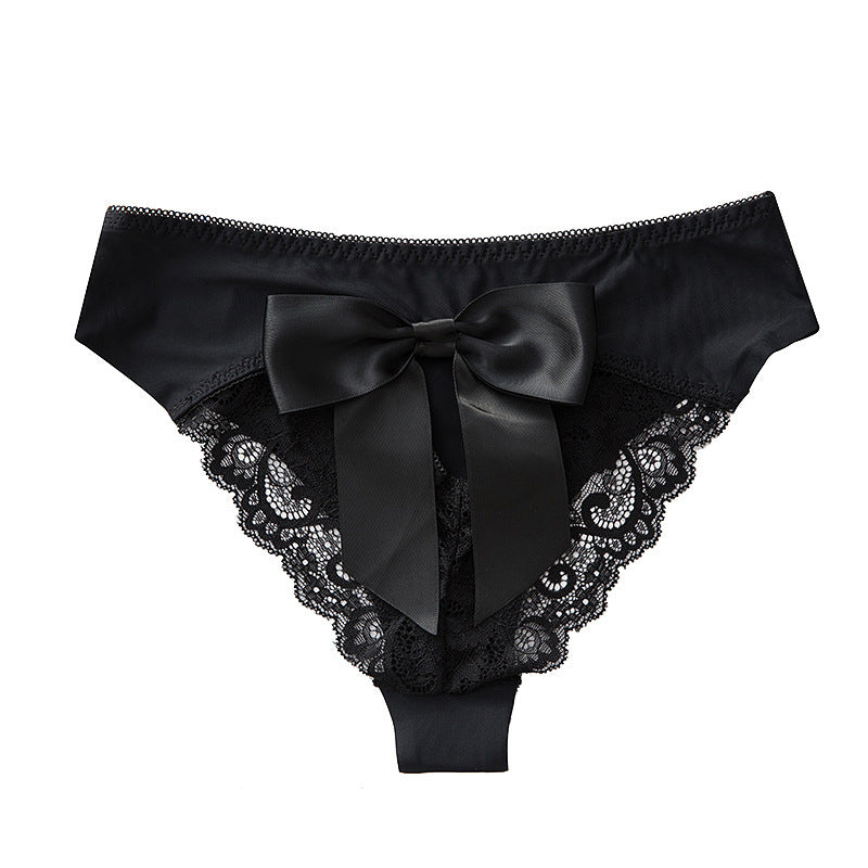 Bow Sexy Lace Stitching Seamless Ice Silk Underwear