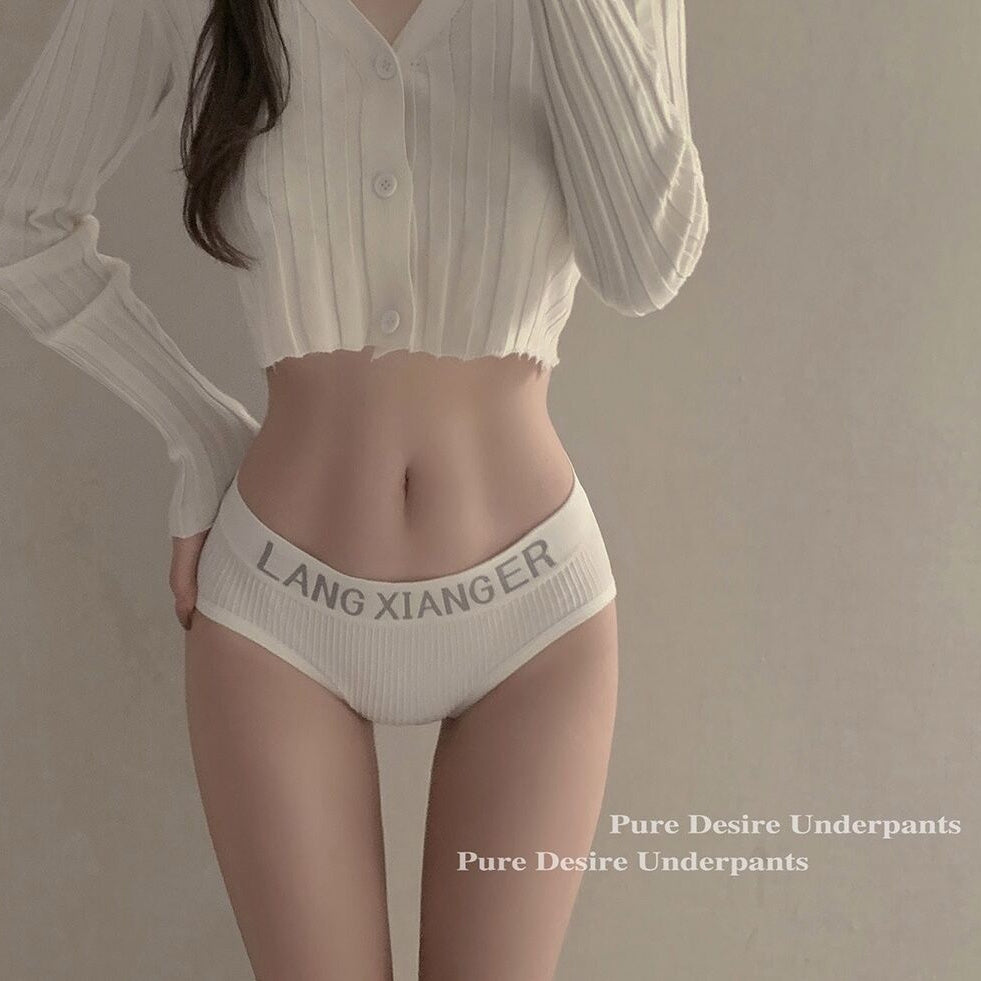 Comfortable Solid Color Sexy Panties Autumn Thread Letter Underwear