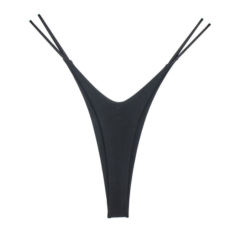 High Slit T-back Cotton Double Layer Bikini Shape Underwear Thin Belt
