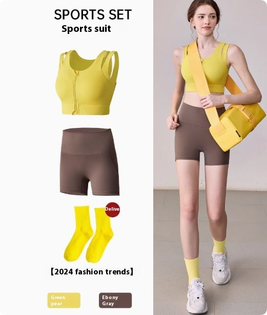 Yoga Suit Set Women's High-intensity Sports Bra Shock Resistant