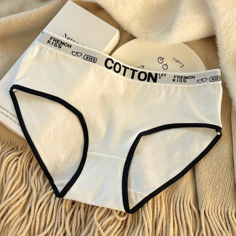 Letter Belt Girl's Underwear Cotton Mid Waist Antibacterial Soft Breathable Comfortable
