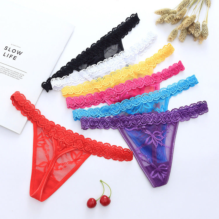 Hip-exposed Low Waist T-shaped Panties Sexy Love Underwear