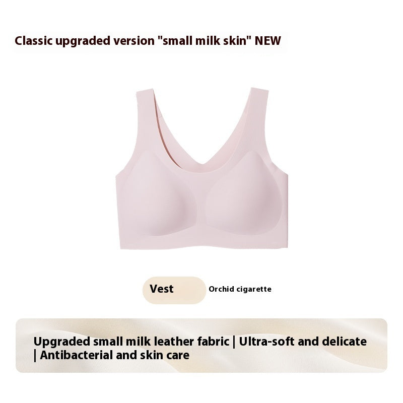 Small Milk Leather Seamless Red Underwear Vest Sling Bra Women