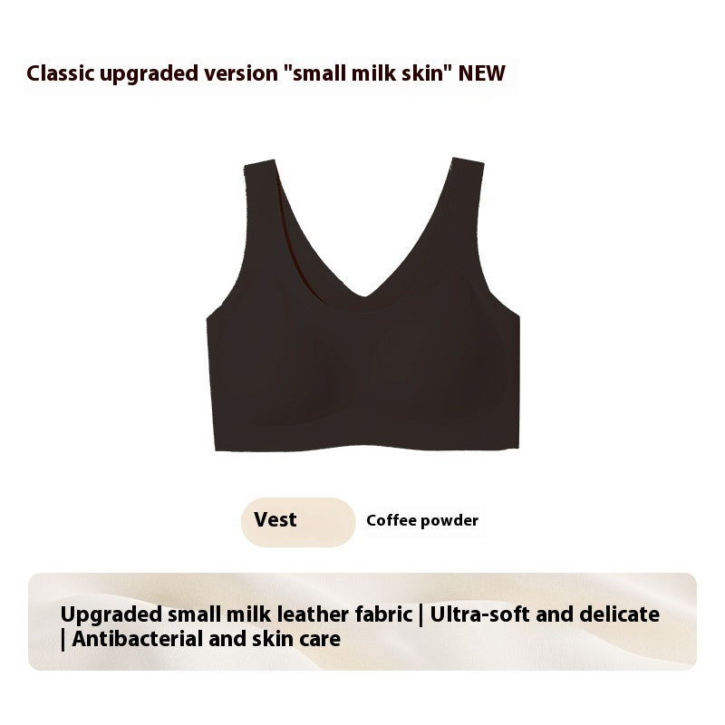 Small Milk Leather Seamless Red Underwear Vest Sling Bra Women
