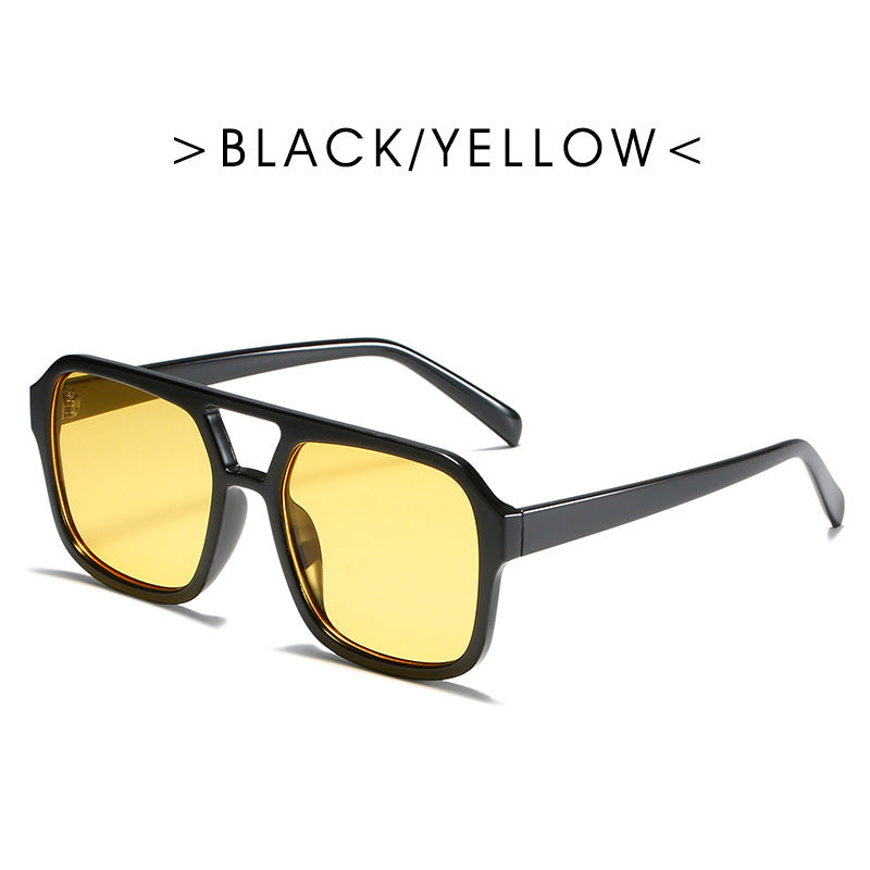 Square Double Beam Sunglasses Men And Women Retro Personality