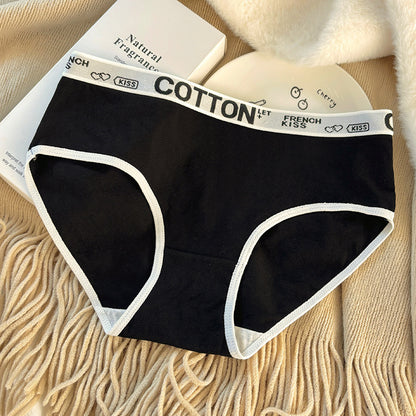 Letter Belt Girl's Underwear Cotton Mid Waist Antibacterial Soft Breathable Comfortable