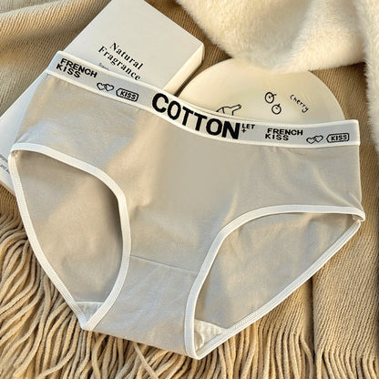 Letter Belt Girl's Underwear Cotton Mid Waist Antibacterial Soft Breathable Comfortable