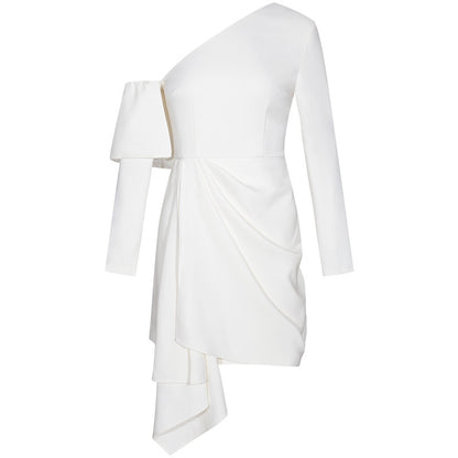 Diagonal Shoulder Party Dress