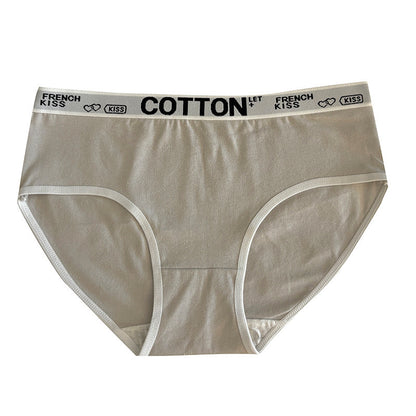 Letter Belt Girl's Underwear Cotton Mid Waist Antibacterial Soft Breathable Comfortable