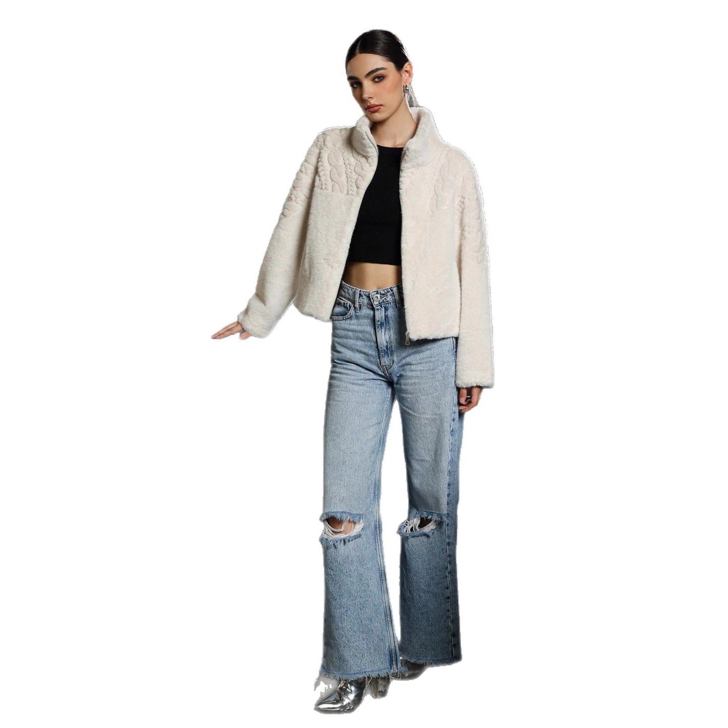 Women's Solid Color High Neck Long Sleeved Thick Coat