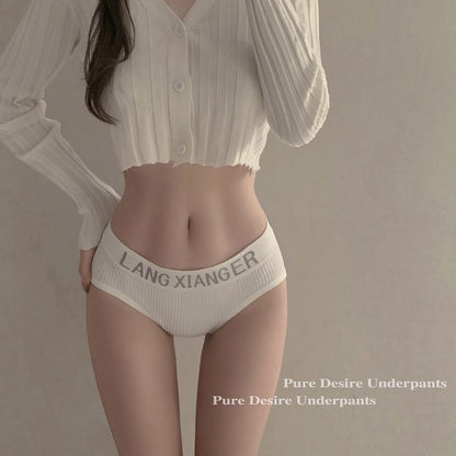 Comfortable Solid Color Sexy Panties Autumn Thread Letter Underwear