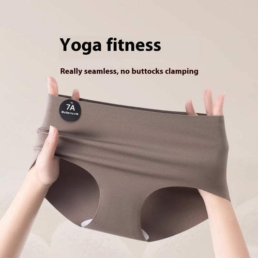 Yoga Fitness Seamless Underwear Ladies Mid Waist Sports Triangle Shorts