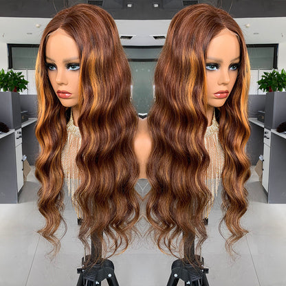 Closure Big Wave Pick Color Bob Real Wig Headgear