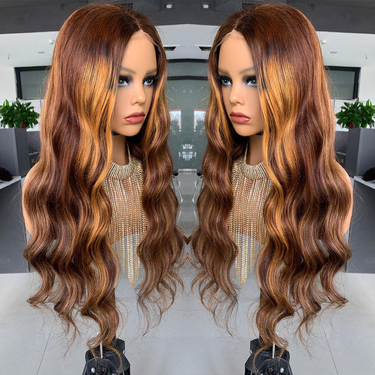 Closure Big Wave Pick Color Bob Real Wig Headgear